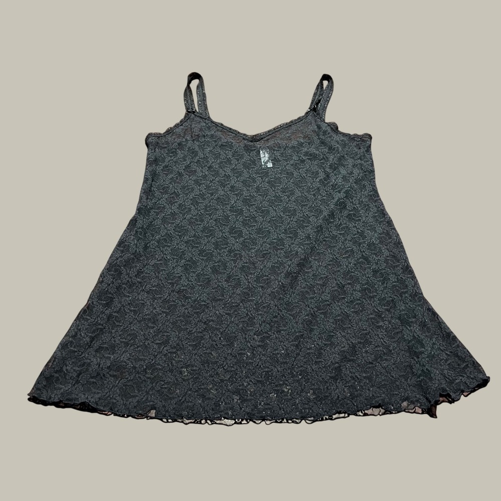 b.tempt'd Wacoal Black Floral Lace Sheer Chemise Slip Nightgown XL 914282